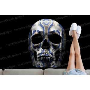 Tapis imprimé avec un motif de crâne : décoration d'intérieur unique, tapis fin non tissé - Product Image 2