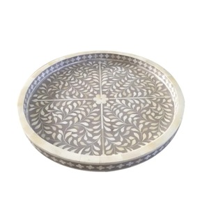 ถาดเสิร์ฟทรงกลมฝังลายกระดูก พร้อมสีที่กำหนดเอง สำหรับบ้านและโรงแรม หรูหรา ขนาดสั่งทำ งานฝีมือทำมือ ทันสมัย ทนทาน งานศิลปะ - Product Image 1