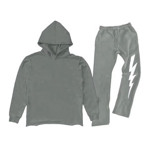 Survêtement vintage d'hiver lavé à l'acide imprimé sur mesure en gros Ensemble sweat à capuche et pantalon de survêtement unisexe Streetwear vieilli - Product Image 1