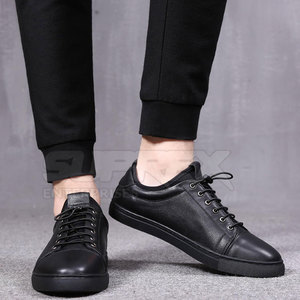 Chaussures de sport décontractées pour hommes en cuir véritable de vachette, à lacets, légères, respirantes, souples, couleur unie – Prix de gros - Product Image 3