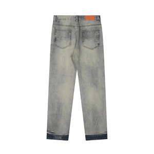 Pantalones vaqueros de alta calidad, pantalones vaqueros holgados, pantalones vaqueros holgados de algodón y apilados para hombres, largos, rectos, lavados y anchos - Product Image 3