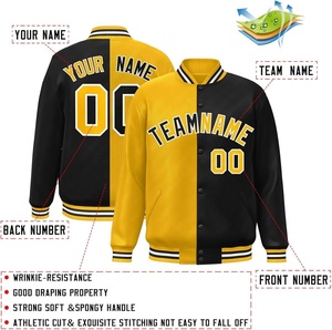Chaqueta Universitaria de Béisbol Personalizada, Estilo Bomber, con Parches, Botones Largos, Colores en Contraste, Cuerpo de Satén, Bordado con Nombre, Número y Logotipo del Equipo - Product Image 2