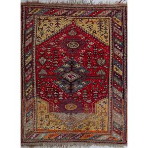 Alfombras de Lana Anudadas a Mano Nuray en Rojo Naranja con Patrón Rectangular de Medallones para el Hogar-Pae-4109 para Sala de Estar y Dormitorio de Adolescentes, Tamaño 9x12 - Product Image 1