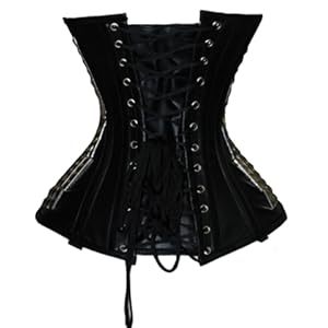 Corset en cuir noir avec clous pyramidaux Underbust Steelboned Club Wear - Product Image 5