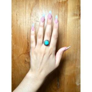 Navajo Handmade Blue Ridge Turquoise & Sterling <b>Silver</b> <b>Statement</b> <b>Ring</b> Marquise Shape Size 7.25 for Everyday Wear - Product Image 4