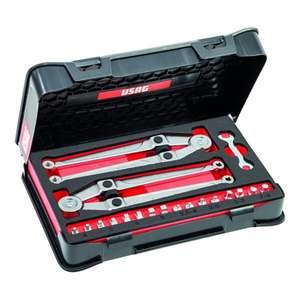 Juego de Llaves de Perno USAG de 10 Piezas para Tuercas Redondas y Cuadradas, Estuche de ABS - Product Image 1