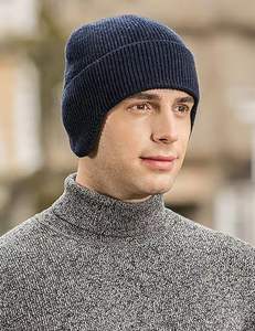 2025 Custom Logo Melange <b>Winter</b> Warm Short Brim <b>Cap</b> 3D Embroidery Design Earflap Beanie - Product Image 4