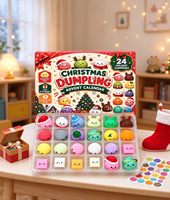 Calendrier de l'Avent Squishy en forme de Boulette de Noël, 24 Pièces, Jouet Anti-Stress Surprise pour Enfants, Cadeau de Fêtes