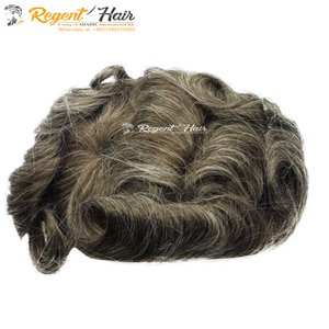 Venta al por mayor regente ligero atado a mano trama 100% cabello humano Remy estilo onda de agua natural tupé de encaje completo para hombres - Product Image 6