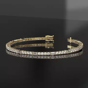 Bracelet de tennis en diamant rond de laboratoire pour femmes et hommes Bracelet en diamant émeraude en or massif 14k Bracelets et bracelets en diamant - Product Image 6