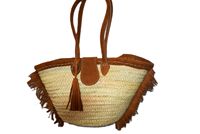 Vintage Strohkorb-Tasche mit Zwei Griffen und Offener Verschluss