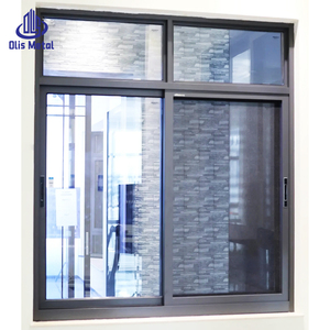 Finestre Scorrevoli Ultra-Sottili Eleganti Antiuragano con Telaio in Alluminio Nero e <span class=keywords><strong>Doppi</strong></span> <span class=keywords><strong>Vetri</strong></span> per Case con Zanzariera - Product Image 1