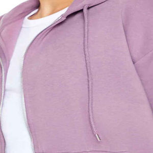 Custom Women's Winter Streetwear <b>Crop</b> <b>Zip</b> <b>Hoodies</b> Long Sleeve Cotton Drop Shoulder Breathable Letter Pattern New Arrival - Product Image 4