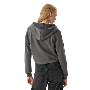 Sudadera con Capucha Corta y Elegante, Sudadera con Cremallera 100% Algodón Felpa, Sudadera Informal para Mujer con Serigrafía a Precio Económico - Product Image 3