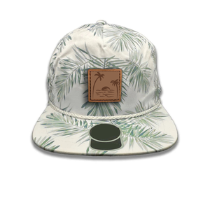 Vietnam Factory Tropical Palm Tree Leather Patch Golf Rope <b>Hat</b> Custom Rubber Logo Snapback <b>Flat</b> Bill Beach Cycling Headwear - Product Image 4