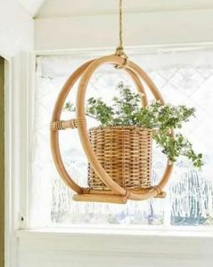 Handmade Planters Customized Design & Size Decorative Planters Rattan Cane Weaved Hanging Planters Wicker Outdoor <b>Flower</b> Pots - Product Image 2
