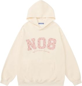 Sudaderas con capucha gráficas de gran tamaño para mujer Y2k flor bordado número estampado pulóver Sudadera con capucha Unisex moda diseño personalizado 2025 - Product Image 1