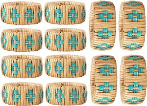 Elegantes servilleteros para bodas, fiestas, diseño exclusivo de bastón de plástico tejido, agrega elegancia a su mesa de comedor, papel de madera hecho - Product Image 3