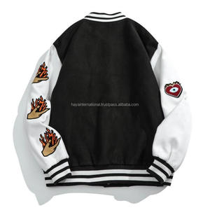 Veste d'université coupe-vent pour l'extérieur, Logo personnalisé, corps en laine brodée, de haute qualité - Product Image 2