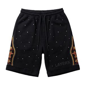 Pantalones Cortos Deportivos para Hombre, de Poliéster/Algodón, con Cierre de Cordón, Resistentes al Viento, Bordado con Pedrería, Estilo Urbano, Corte Cuadrado, Casuales, para Gimnasio - Product Image 1