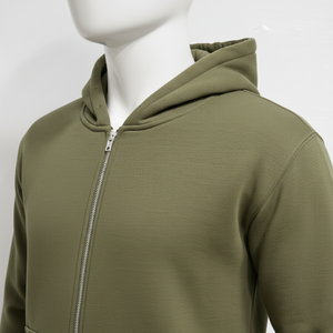 Vente en gros de sweats à capuche en coton à fermeture éclair, imprimés numériquement, avec logo, 360 g/m², coupe courte, entièrement zippés, style vintage, pour hommes - Product Image 3