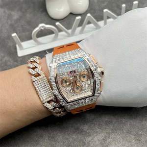 Reloj de Lujo Personalizado con Incrustaciones de Diamantes, Mecánico Automático, de Acero Inoxidable, Estilo Hip Hop, Unisex, con Engaste Invisible, Esmeralda Baguette, Moissanita VVS1 - Product Image 6