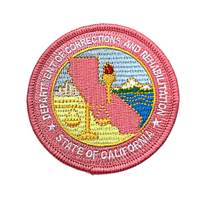Parche Bordado con Logotipo CDCR en Cinta Rosa, Termoadhesivo para Ropa y Gorras, Tamaño Grande - Product Image 1