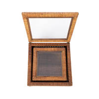 Boîte de rangement vintage en rotin avec couvercle en osier pour décoration de Noël du Vietnam