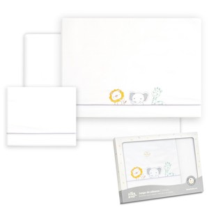 Juego de 3 Piezas de Sábanas para Cuna de Bebé con Diseño de Personajes, 100% Algodón, Técnica de Tejido - Modelo Selva - Product Image 1