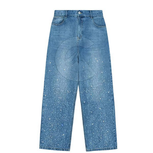 Nuevo estilo Uso al aire libre Hombres Rhinestone Jeans Pantalones Mejor calidad Color sólido Rhinestone Jeans Pantalones para hombres - Product Image 2