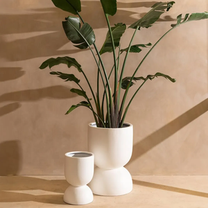 Pots de fleurs décoratifs d'intérieur en fibre de ciment Lot de 3 bols légers en béton avec une nouvelle peinture de motifs de différentes tailles - Product Image 4