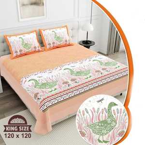 Stylish Quality Cotton 3 PCS Bedsheet Set Solid Floral Print Classic Style <b>Comfortable</b> and Great for Gifting - Product Image 2