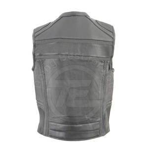 2024 OEM véritable hommes décontracté pur cuir moto gilet respirant hiver vêtements d'extérieur court bouton sans manches coupe-vent meilleur - Product Image 2