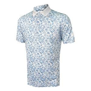 เสื้อแจ็คเก็ตกอล์ฟสีขาวสำหรับผู้ชายยี่ห้อ Handee ลายพิมพ์ดอกไม้สีเขียวอมฟ้า ผลิตจากวัสดุโพลีเอสเตอร์/ผ้าฝ้าย - Product Image 1