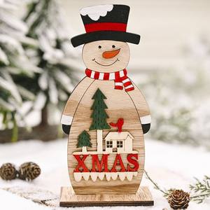 Artesanías de madera de Vietnam de pie Santa muñeco de nieve adornos navideños de madera para decoración de mesa de Navidad - Product Image 3