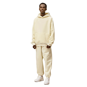 Tracksuit Unisex 100% Cotton 400Gsm Jogging Sweat Suit Baggy Tracksuit Custom logo Casual Hoodies sweatshirt - Product Image 2