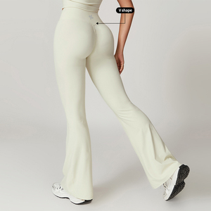 Leggings de yoga évasés en nylon personnalisés, faible MOQ, pour femmes, taille haute, pour le sport, pantalons de yoga évasés, taille élastique, leggings de yoga - Product Image 1