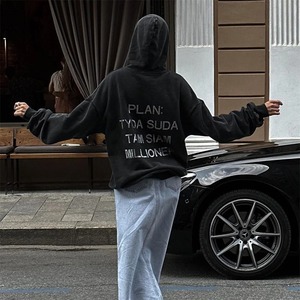 Automne et hiver femmes vêtements Harajuku lettre rétro diamants tricoté Y2k sweats à capuche en détresse lâche casual femmes sweats à capuche - Product Image 4