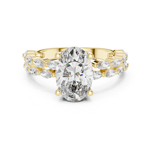 แหวนหมั้นเพชรทรงมาร์ควิสและทรงรี 14K โรสโกลด์ สำหรับผู้หญิง - |   เพชรที่เพาะเลี้ยงใหม่ - Product Image 2