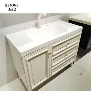 Jestone White Color Small Artificial Stone Solid Surface Corians Cabinet Lavabo Hand Wash Basin Bathroom Sinks