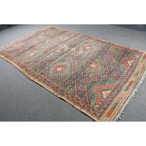 Tapis Kilim vintage, tapis turc 5,8x9,8 pieds, tapis persan en laine bleue - Product Image 2