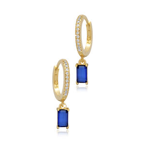 Saphir CZ Rectangle Baguette Design Boucles d'oreilles en argent Bijoux fins Bijoux artisanaux turcs - Product Image 4