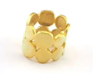 独家珠宝镀金黄铜圆形独特可调生设计戒指