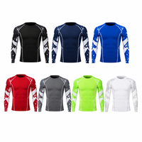 Rashguard personnalisé pour homme, 4 pièces/ensemble, Spandex/Polyester, manches longues, séchage rapide, vêtements de sport