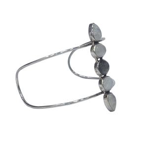 Bracelet de mode en argent Sterling 925 excellente qualité bande réglable à la main pierre de lune arc-en-ciel noire naturelle pierre précieuse mélangée - Product Image 1