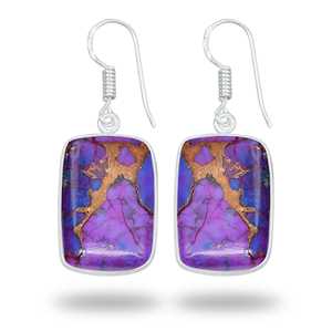 Pendientes de Diseño Exquisito, Largos, de Turquesa Púrpura para Mujer, para Uso Diario y Citas, Anillo de Turquesa Púrpura y Cobre para Mujer, Estilo Clásico - Product Image 4