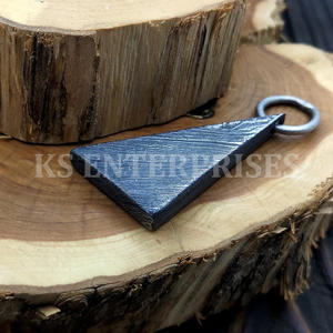 Pendentif triangle en acier damas, pendentif damas, collier damas, damas forgé à la main, bijoux damas, - Product Image 6