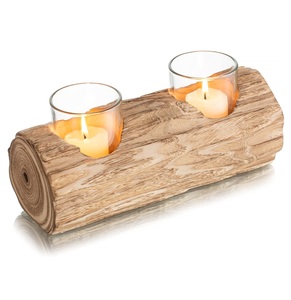 Portavelas de madera, candelabros votivos decorativos para decoración de boda rústica, luces de té, tema de campo, madera flotante - Product Image 1