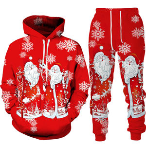 Joyeux Noël Outfit Party Wear Pantalon de survêtement à capuche unisexe Jogger Sets 2-Piece with Plus Size Cargo Pants Tracksuits 2025 - Product Image 1