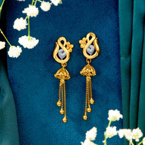 Mystic Dew 18K <b>Gold</b> Plated Drop <b>Earrings</b> for Women with <b>Emerald</b> and Pearl - Product Image 1